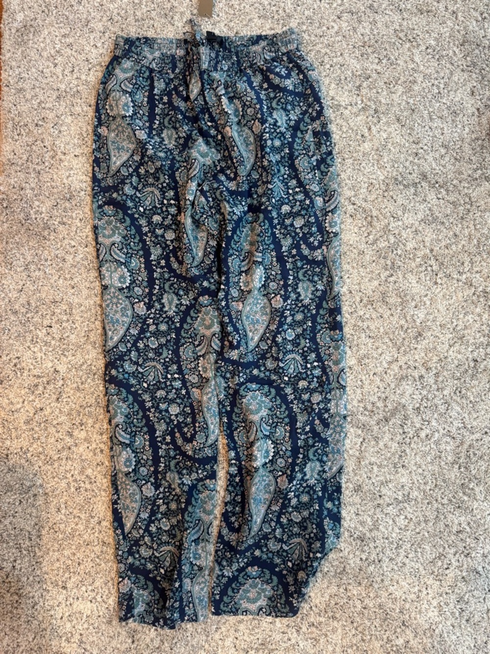NWT J. Crew Women’s Size 2 Navy and Teal Paisley Pull-On Pants